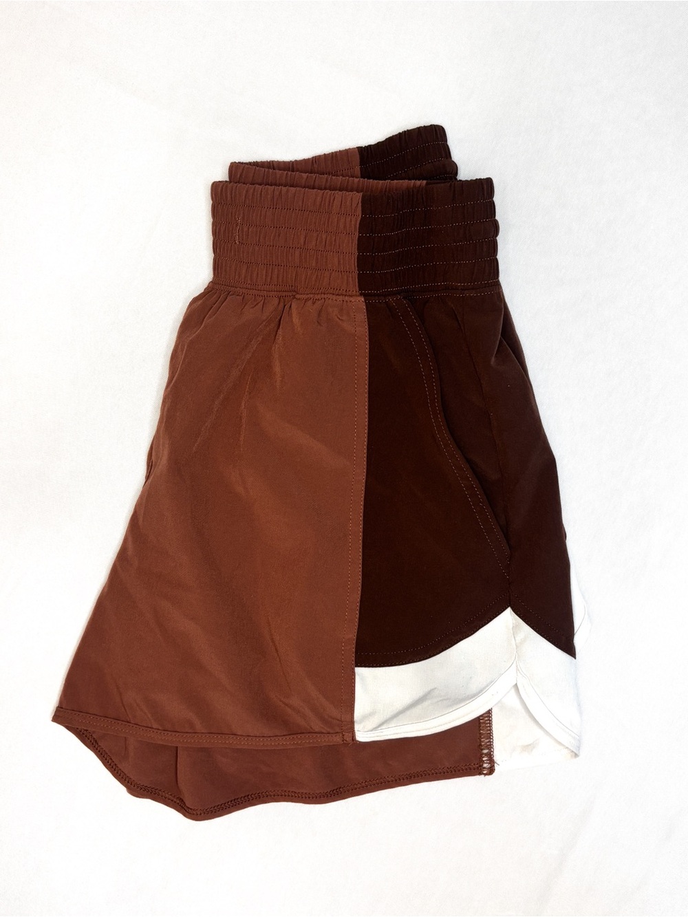 YPB Women’s Two-Tone Rose and Maroon Athletic Shorts with Contrast Panels - Picture 6 of 6
